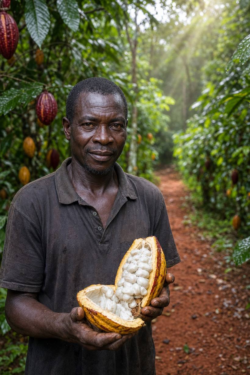 Plantation de cacao à Niablé, aux portes du Ghana